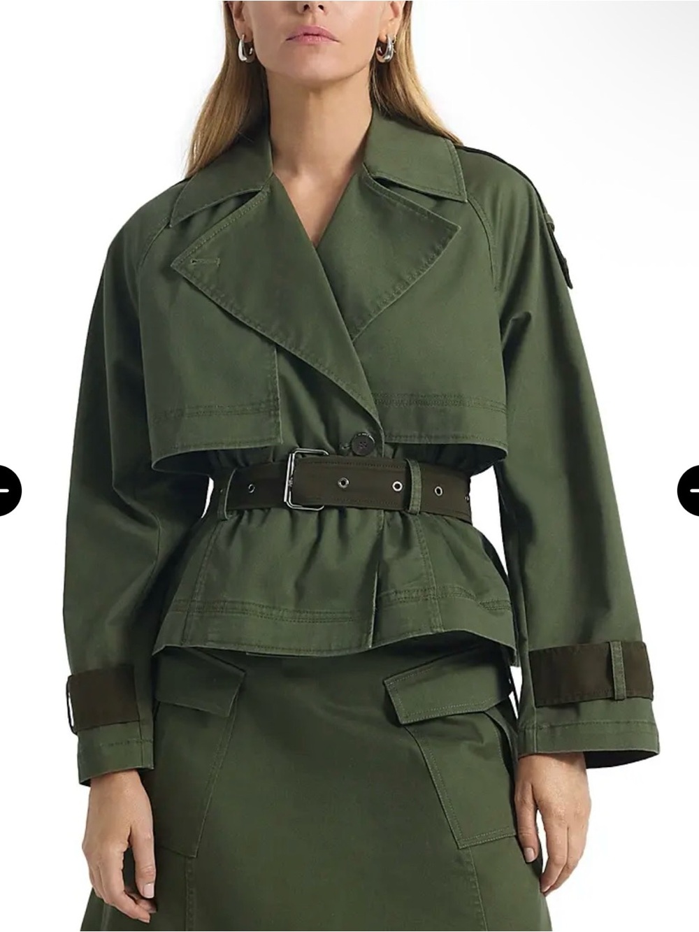 Derek Lam 10 Crosby Olive Green Belted Trench Jacket - Women's